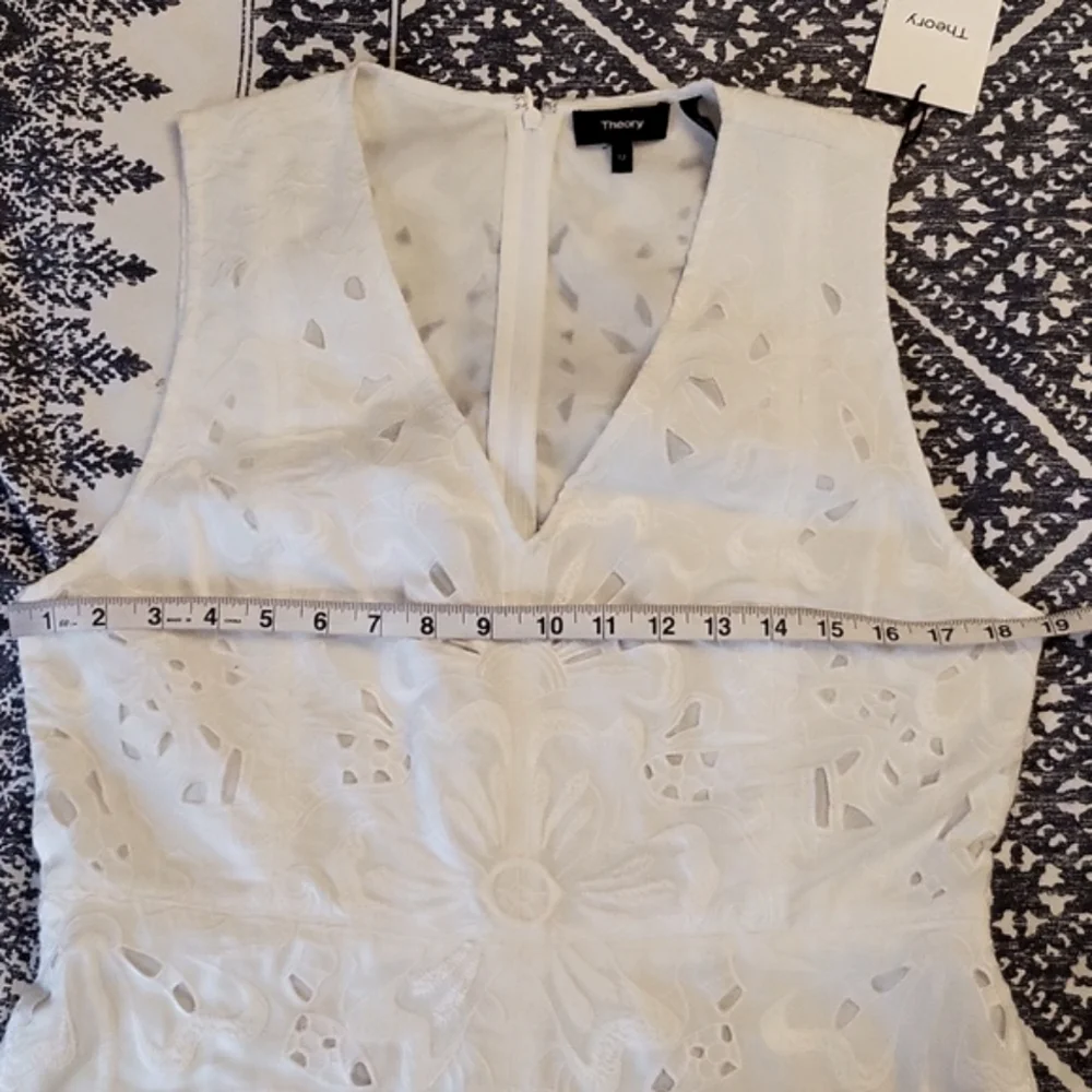 New Theory Jemion E White Embroidered Lace Dress NWT Size 12 - Picture 11 of 15